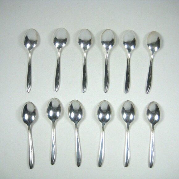 Concept Pattern 1957 Set 12 Silver Plate Teaspoons Spoons Vintage Flatware - Picture 2 of 9